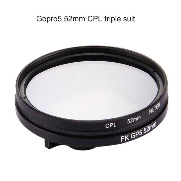 52mm 3 in 1 Round Circle CPL Lens Filter with Cap for GoPro HERO7 Black/6 /5