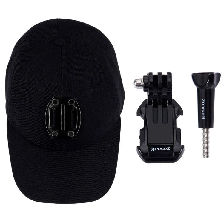 PULUZ Baseball Hat with J-Hook Buckle Mount & Screw for GoPro HERO7 /6 /5 /5 Session /4 Session /4 /3+ /3 /2 /1, DJI OSMO Action, Xiaoyi and Other Action Cameras(Black)