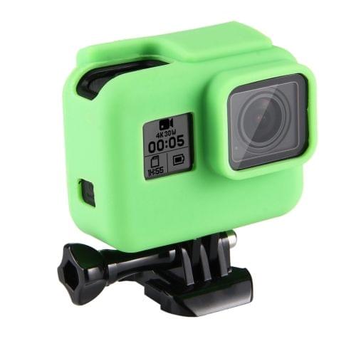 PULUZ Shock-proof Silicone Protective Case with Lens Cover for GoPro HERO(2018) /7 Black /6 /5 with Frame(Green)