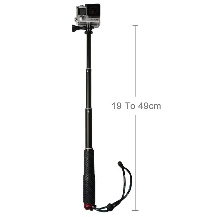 Handheld Extendable Pole Monopod with Screw for GoPro HERO5 Session /5 /4 Session /4 /3+ /3 /2 /1, Xiaoyi Sport Cameras, Max Length: 49cm(Red)