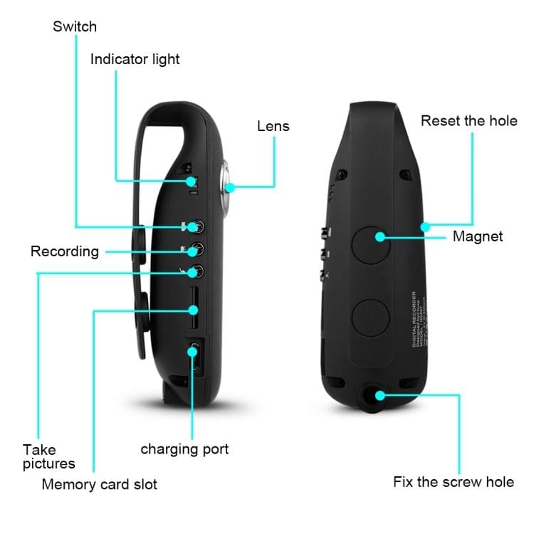 IDV 007 HD 1080P Portable Meeting Recorder Camera with Clip, Novatek 99142, Support Voice Recorder /  Loop Recording / Motion Detection