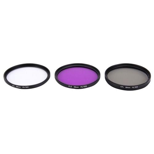 JUNESTAR 3 in 1 Proffesional 58mm Lens Filter(CPL + UV + FLD / Purple) for GoPro & Xiaomi Xiaoyi Yi Sport Action Camera