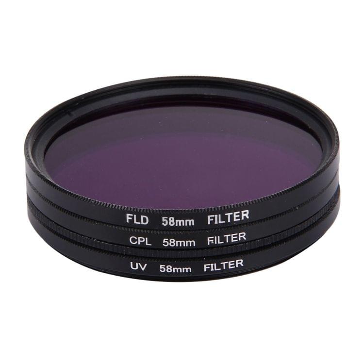 JUNESTAR 3 in 1 Proffesional 58mm Lens Filter(CPL + UV + FLD / Purple) for GoPro & Xiaomi Xiaoyi Yi Sport Action Camera