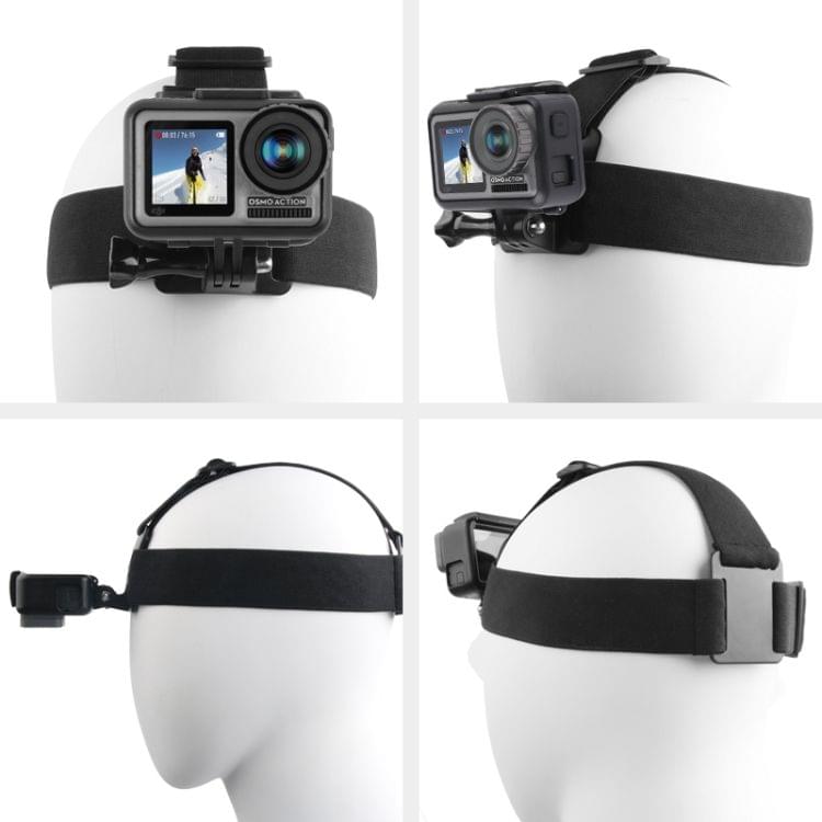 ST-23 Elastic Adjustable Head Strap Mount Belt for DJI Osmo Action, GoPro HERO7 /6 /5 /5 Session /4 Session /4 /3+ /3 /2 /1, Xiaoyi and Other Action Cameras(Black)