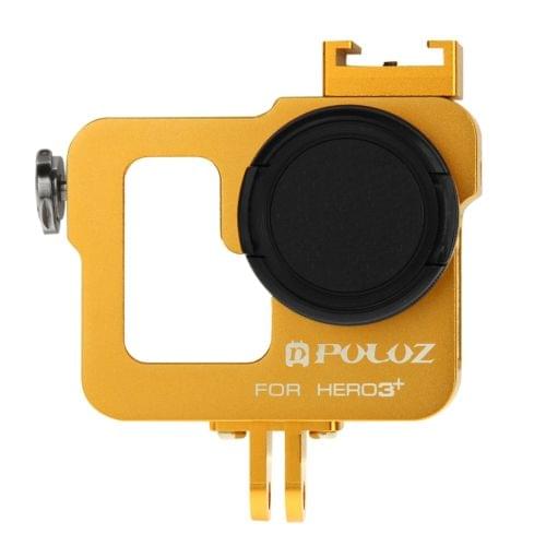 PULUZ Housing Shell CNC Aluminum Alloy Protective Cage with 37mm UV Lens Filter & Lens Cap for GoPro HERO3+ /3(Gold)