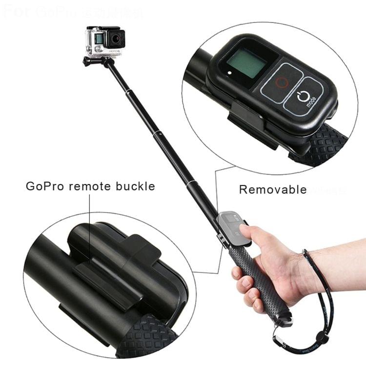 Handheld Aluminium Extendable Pole Monopod with Screw & Strap & Remote Control Buckle for GoPro HERO5 Session /5 /4 Session /4 /3+ /3 /2 /1, Xiaoyi Sport Cameras, Adjustment Length: 36-110cm(Red)