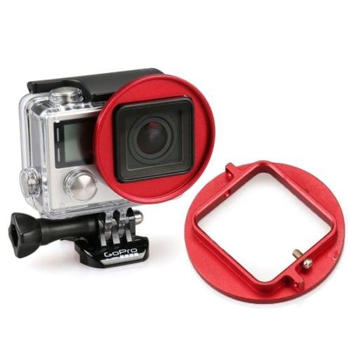 52mm UV Lens Filter Adapter Ring for GoPro HERO 4 / 3+ Rig Cage Case Mount(Red)