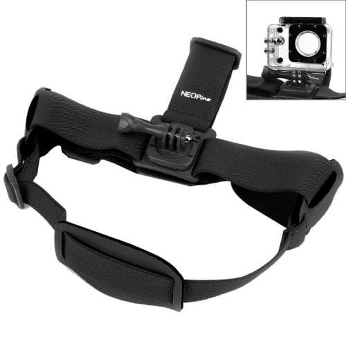 NEOpine GHS-2 Adjustable Action Camera Fixed Head Strap for GoPro HERO4 /3+ /3 /2 /1, Xiaomi Yi Sport Camera(Black)