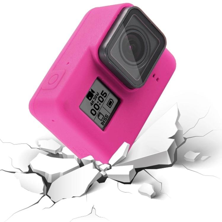 Silicone Protective Case with Lens Cover for GoPro HERO7 Black /7 White / 7 Silver /6 /5(Magenta)