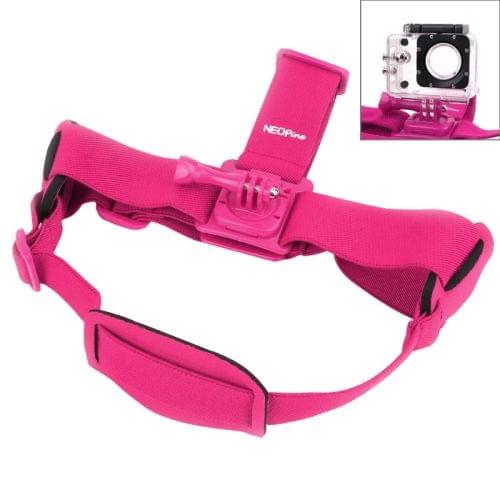 NEOpine GHS-2 Adjustable Action Camera Fixed Head Strap for GoPro HERO4 /3+ /3 /2 /1, Xiaomi Yi Sport Camera(Magenta)
