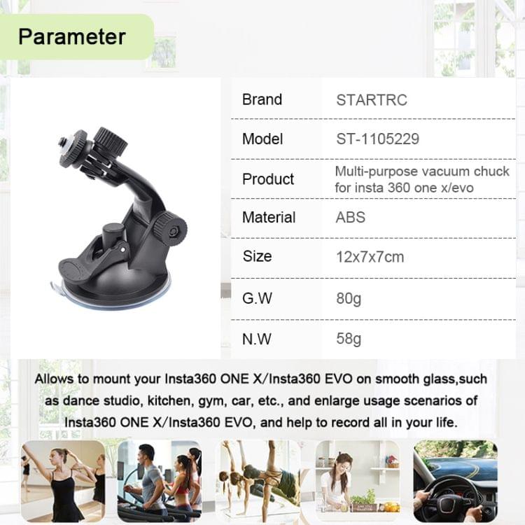 STARTRC Universal Glass Sucker Car Sucker Holder for Insta360 ONE / ONE X / EVO