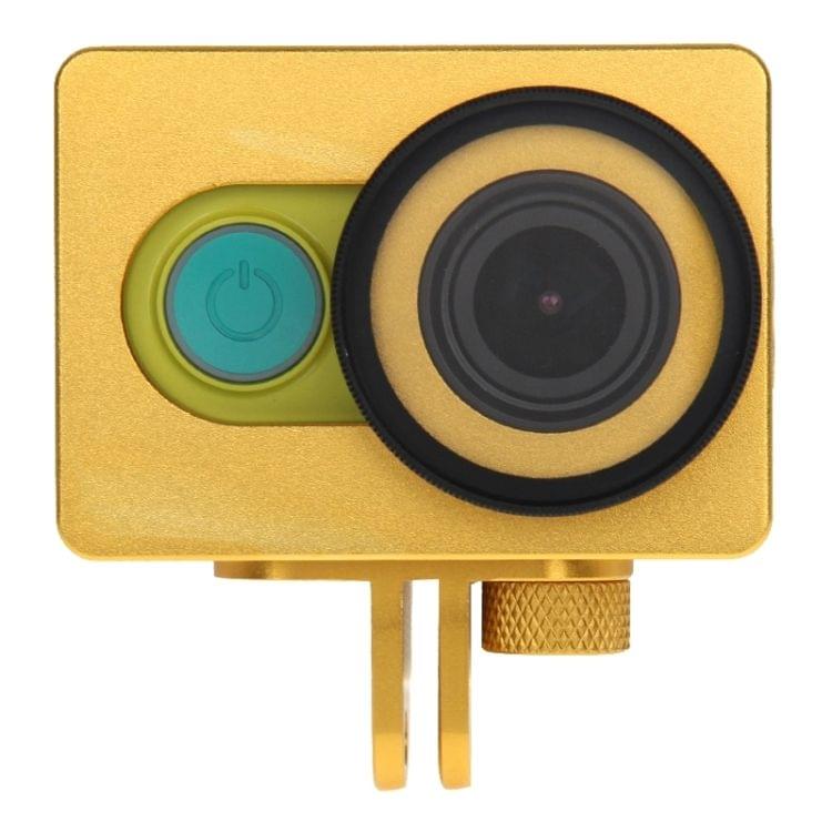 Housing Shell Metal Protective Cage with Mount Adapter + UV Lens Filter for Xiaoyi Sport Camera(Gold)