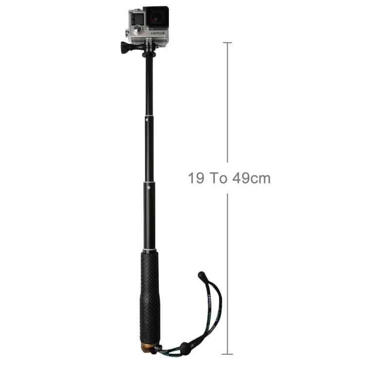Handheld Extendable Pole Monopod with Screw for GoPro HERO5 Session /5 /4 Session /4 /3+ /3 /2 /1, Xiaoyi Sport Cameras, Max Length: 49cm(Gold)