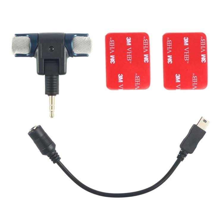 External Mini Stereo MIC Microphone with 17CM 3.5mm to Mini USB 10 Pin Adapter Cable for GoPro HERO 4 / 3+ / 3, Microphone Size: 5.5 * 5.5 * 1.5cm