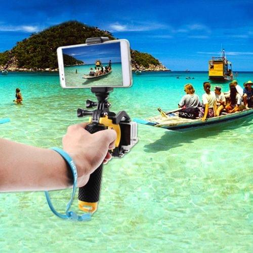 2 in 1 Pistol Trigger Set Floating Hand Grip / Diving Surfing Buoyancy Rods with Adjustable Anti-lost Hand Strap + Camera Trigger for GoPro HERO 4 / 3+ / 3(Yellow)