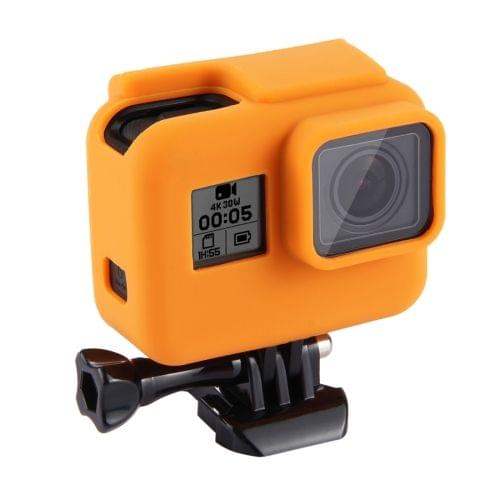 PULUZ Shock-proof Silicone Protective Case with Lens Cover for GoPro HERO(2018) /7 Black /6 /5 with Frame(Orange)