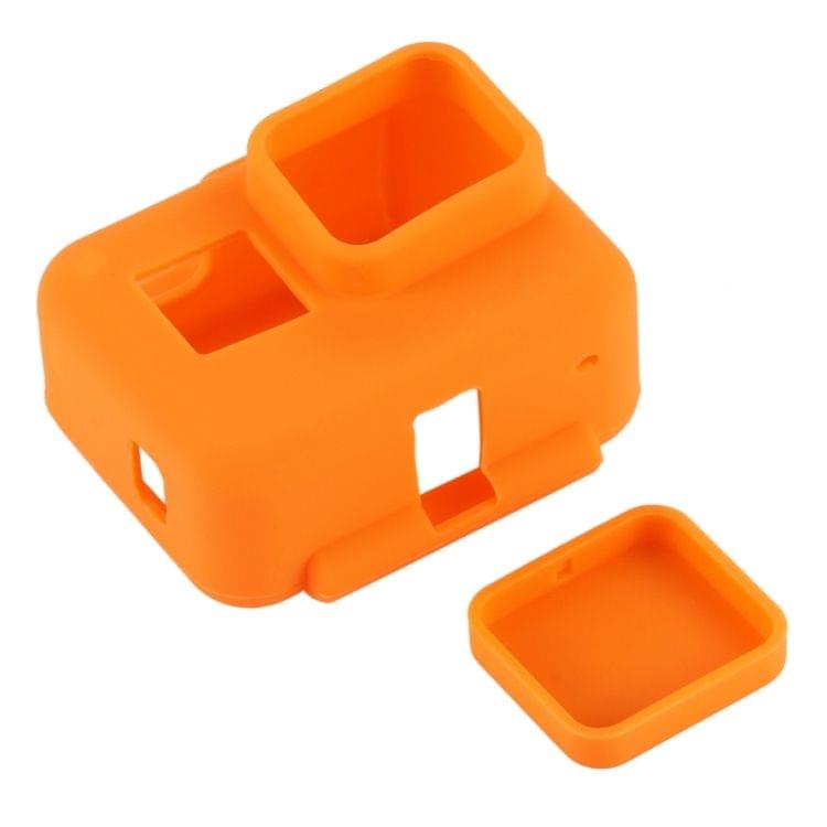 PULUZ Shock-proof Silicone Protective Case with Lens Cover for GoPro HERO(2018) /7 Black /6 /5 with Frame(Orange)