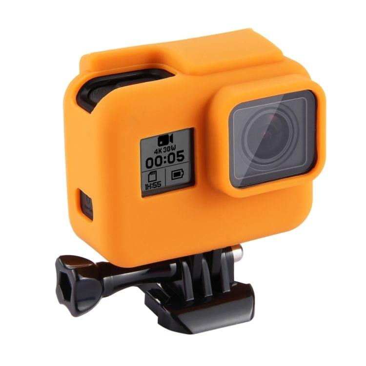 PULUZ Shock-proof Silicone Protective Case with Lens Cover for GoPro HERO(2018) /7 Black /6 /5 with Frame(Orange)