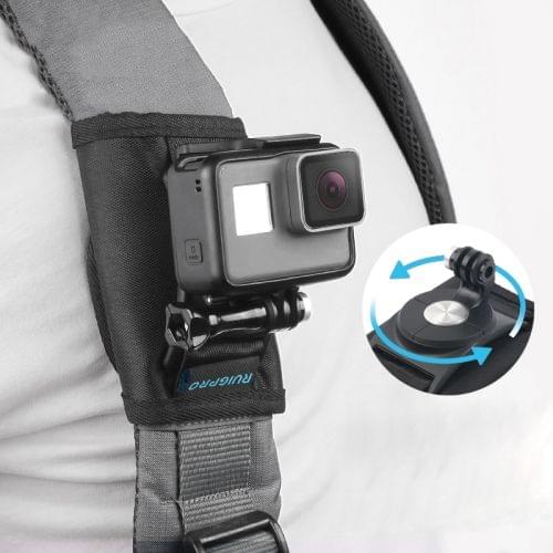 RUIGPRO Hook and Loop Fastener Backpack Rec-Mounts Clip Clamp Mount with Screw for DJI Osmo Action, GoPro NEW HERO / HERO7 /6 /5 /4, and Other Action Cameras(Black)