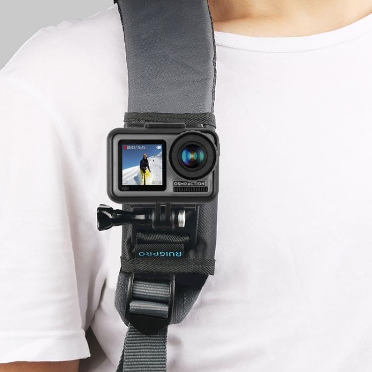 RUIGPRO Hook and Loop Fastener Backpack Rec-Mounts Clip Clamp Mount with Screw for DJI Osmo Action, GoPro NEW HERO / HERO7 /6 /5 /4, and Other Action Cameras(Black)