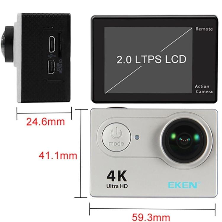 EKEN H9R Ultra HD  4K WiFi Sport Camera with Remote Control & Waterproof Case, Sunplus SPCA6350, 2.0 inch LCD Screen, 170 Degree Wide Angle 6G+1IR Lens(Silver)