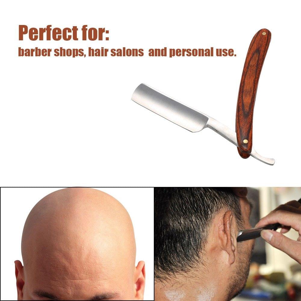 Antique Men's Straight Cut Carbon Steel Folding Razor Retro Barber Beard Throat Shaving Pearwood Handle Male