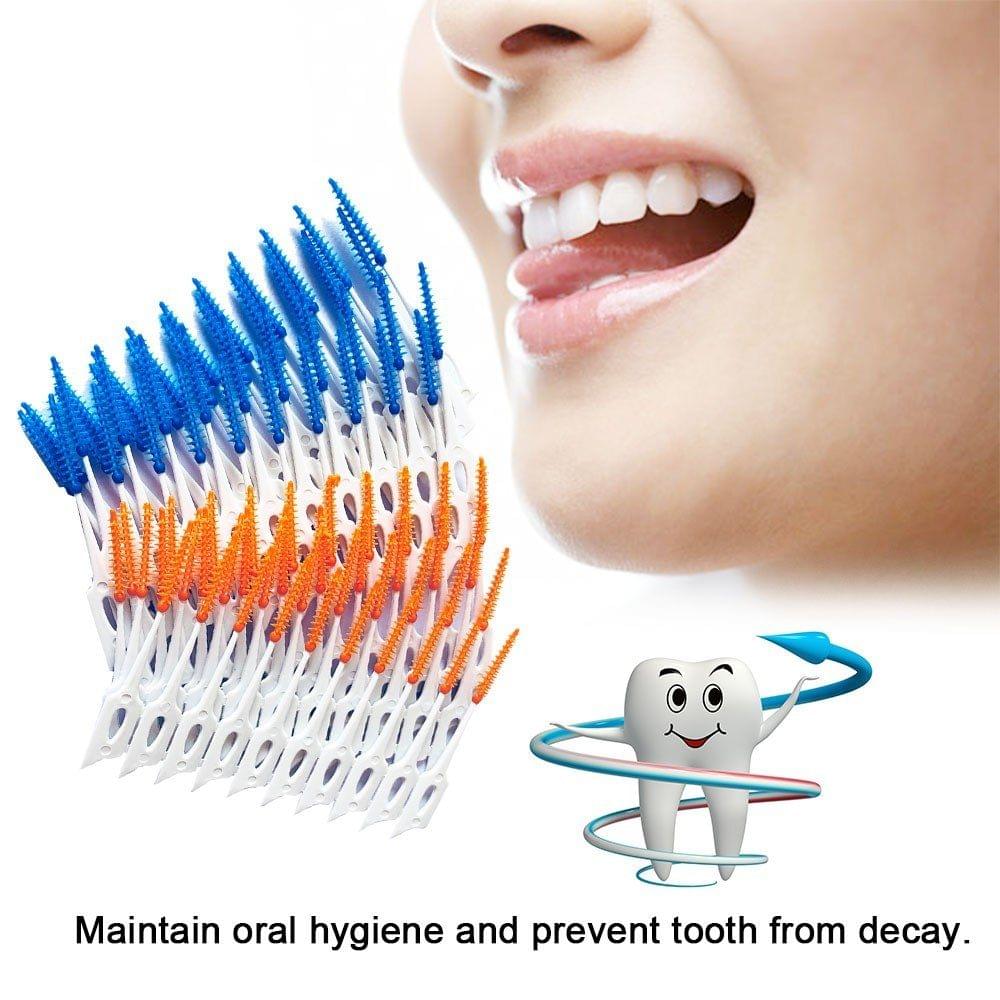 80Pcs/Box Dental Floss Interdental Brush Teeth Stick Toothpick Soft Silicone Tooth Picks Oral Cleaning Care
