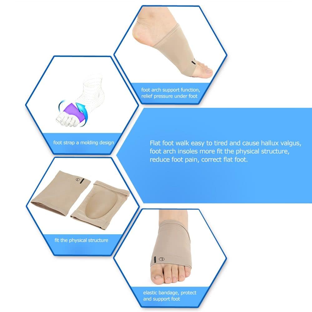 1 Pair Flat Feet Orthotic Plantar Fasciitis Arch Support Sleeve Cushion Pad Heel Spu Foot Care Insoles foot Pad Orthotic Tool