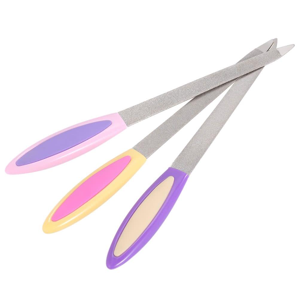 3 Pcs Double-sided  Nail File Stainless Steel Nail File Manicure Pedicure Tool Sanding Polishing Buffing Tool