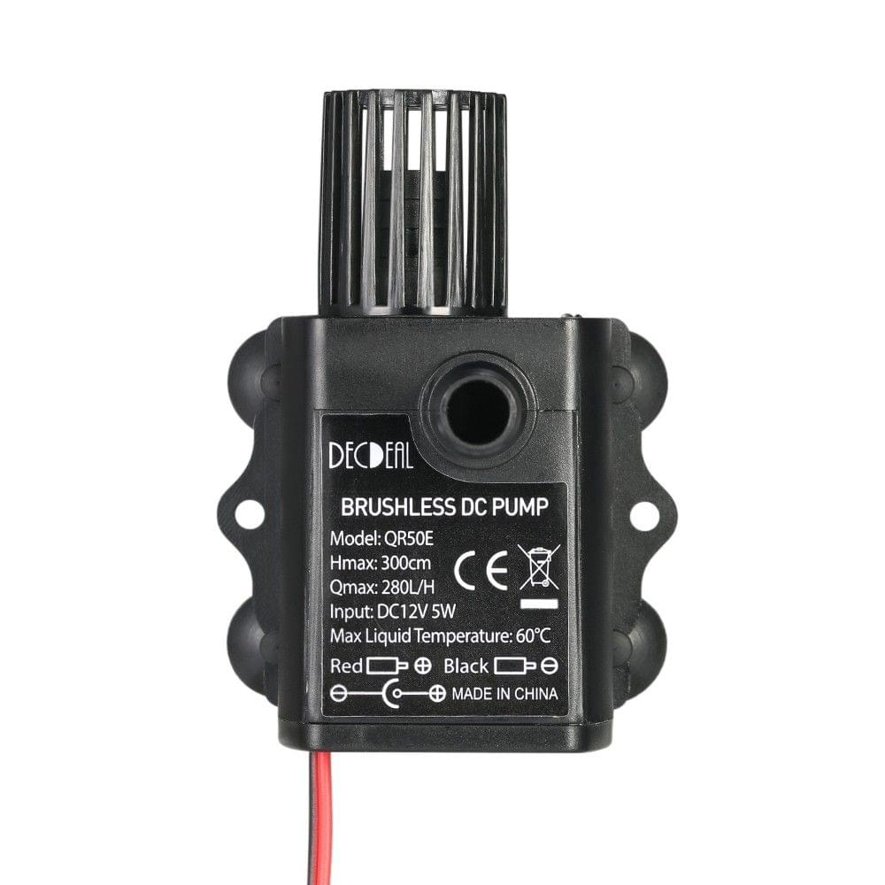 Decdeal DC12V 5W Ultra-quiet Mini Brushless Water Pump Waterproof Submeible Fountain Aquarium Circulating 280L/H Lift 300cm