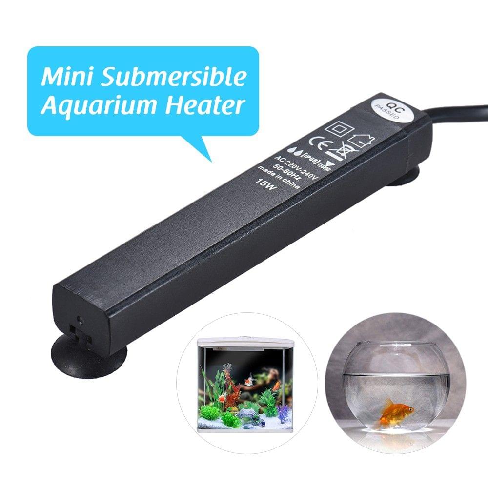 Mini Submeible Aquarium Heater Fish Tank Water Heating Rod Thermostat 15W