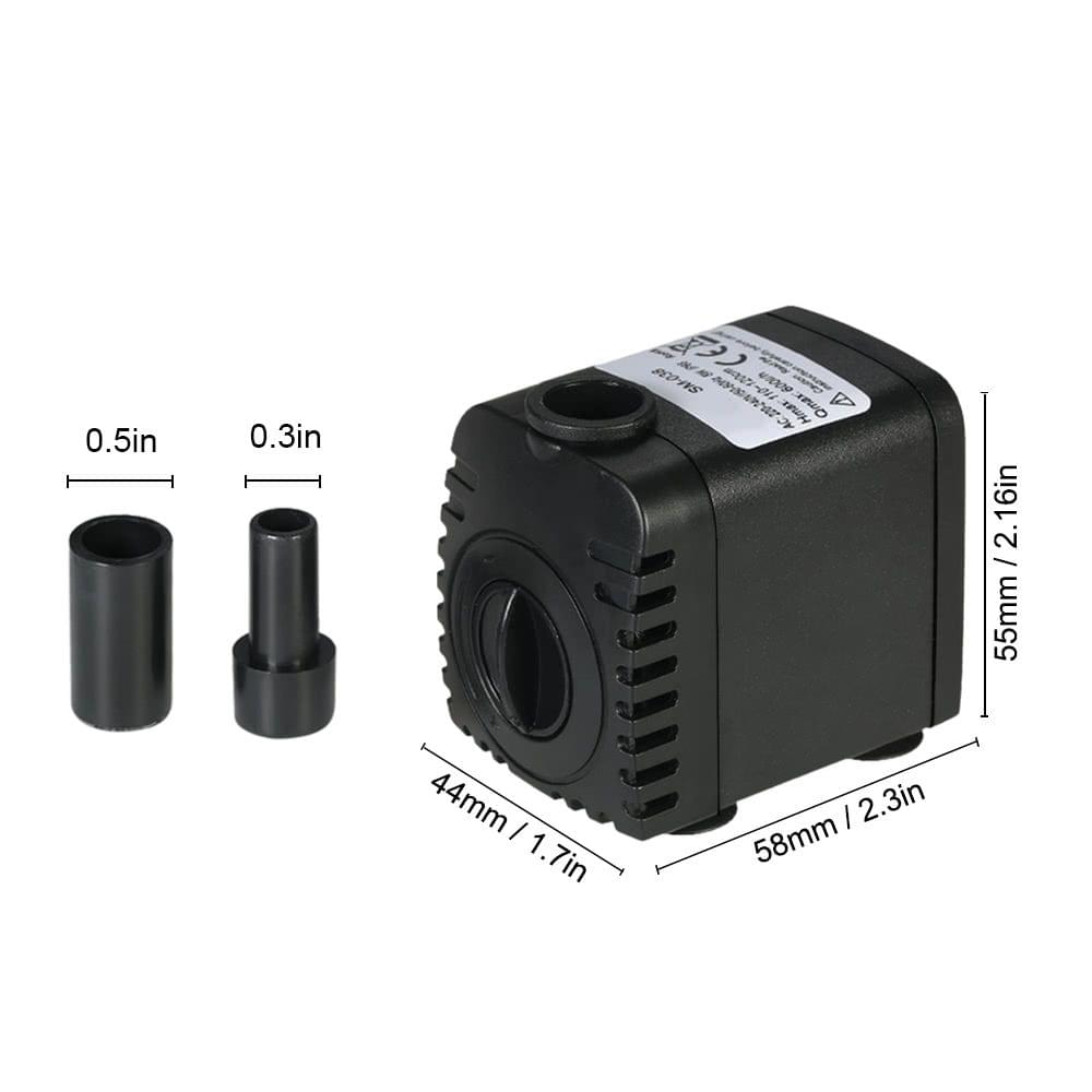 600L/H 8W Submeible Water Pump for Aquarium Tabletop Fountains Pond Water Gardens and Hydroponic Systems with 2 Nozzles AC220-240V