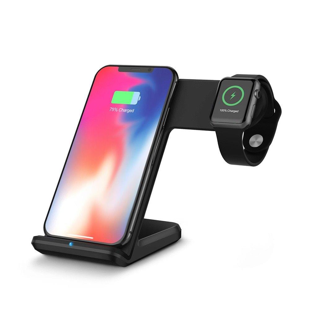 Wireless Charging Station Phone Holder Mobile Phone & Watch 2-in-1 Vertical Quick Charge