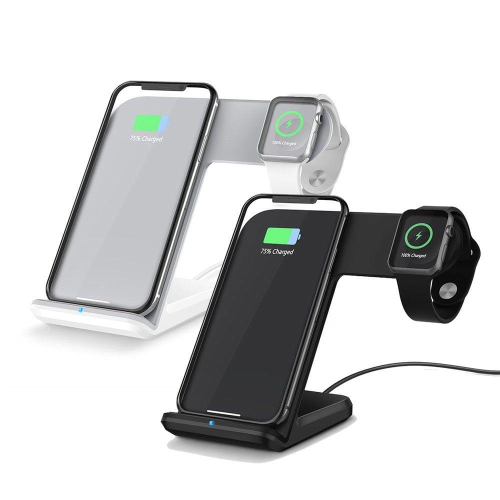 Wireless Charging Station Phone Holder Mobile Phone & Watch 2-in-1 Vertical Quick Charge
