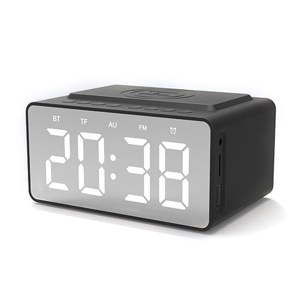 BT-508 Wireless Bluetooth 5.0 Speakers Time Screen Display Double-horn Subwoofer Alarm Clock Wireless Phone Charging Support TF Card U-Disk AUX FM Radio Hands-free with Mic
