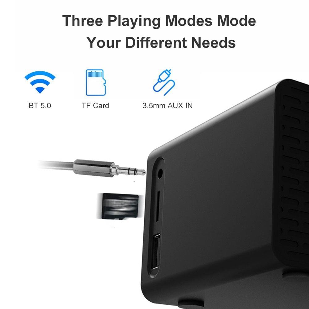 BT-508 Wireless Bluetooth 5.0 Speakers Time Screen Display Double-horn Subwoofer Alarm Clock Wireless Phone Charging Support TF Card U-Disk AUX FM Radio Hands-free with Mic