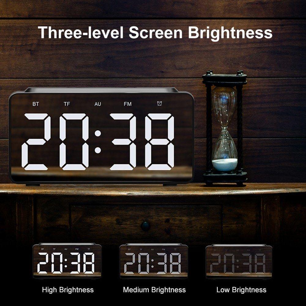 BT-508 Wireless Bluetooth 5.0 Speakers Time Screen Display Double-horn Subwoofer Alarm Clock Wireless Phone Charging Support TF Card U-Disk AUX FM Radio Hands-free with Mic