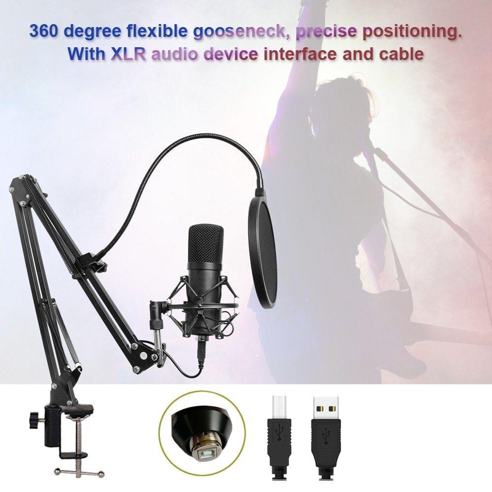Condenser Microphone Adjustable Condenser Microphone Kit Studio Suspension Boom for Computer Audio Studio Recording Vocal Mic with Microphone Holder