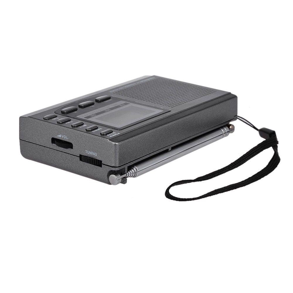 FM / AM / SW Radio Multiband Digital Stereo Radio Receiver Earphone Output Time Display Alarm Clock External Rotatable Antenna