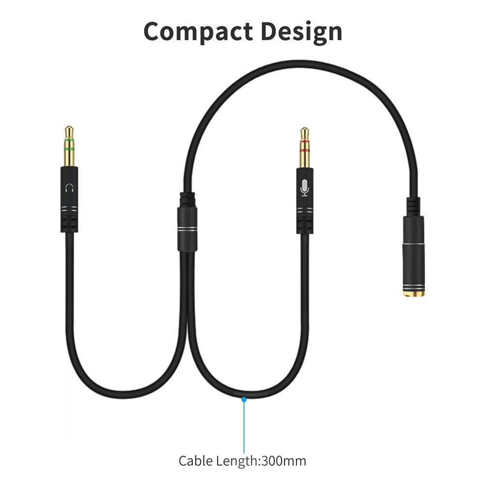 M4 3.5mm Audio Y Splitter Cable 1 Female to 2 Male Headphone Microphone Cord Gold Plated for Headphone to PC Adapter