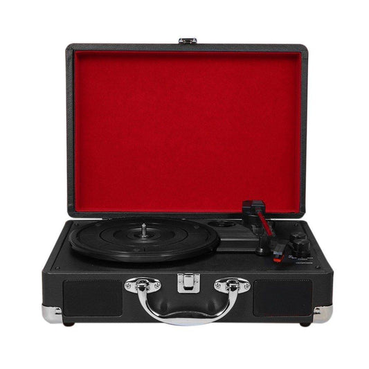 Turntable With Speakers Vintage BT Phonograph Record Player Stereo Sound Black EU-type