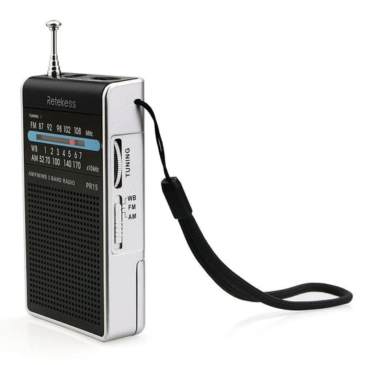Retekess PR15 Mini Pocket Radio FM/AM/WB Tuning Radio Receiver NOAA Weather Warning for Outdoors Activities