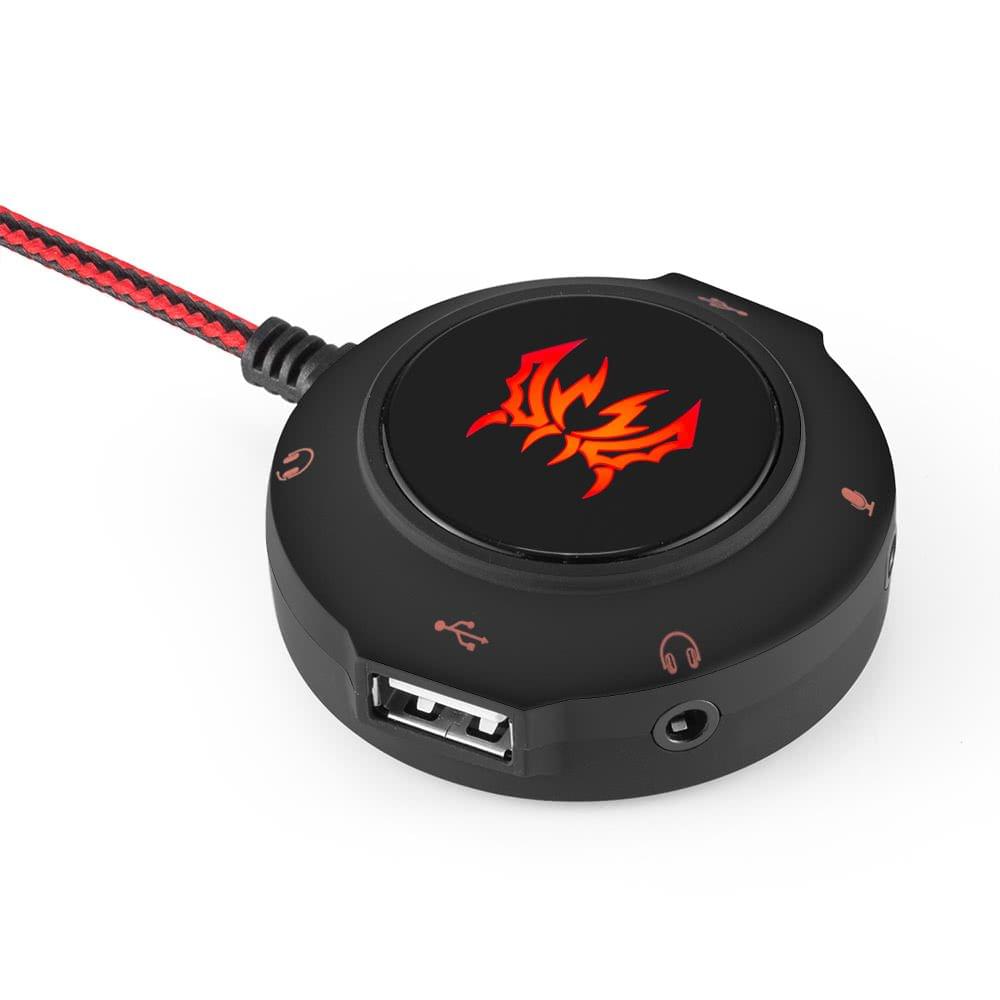 S2 USB 2.0 Sound Card USB Hub Headphones Microphone Adapter 3D Surround Sound for PC Notebook Gaming Headphones Plug and Play