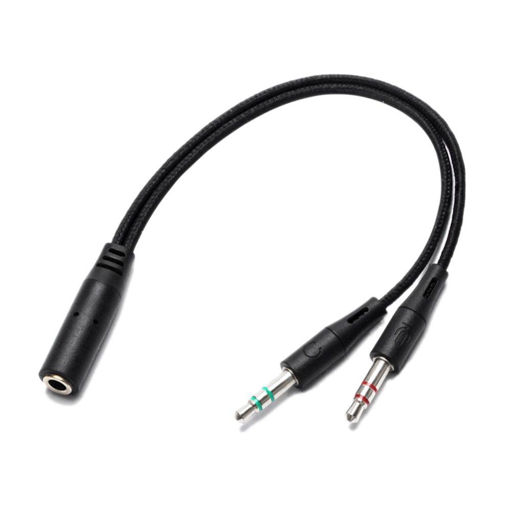 18cm 3.5mm Audio Conversion Line 2 Male to 1 Female AUX Cord Two in One Computer Headset Microphone Cable Black