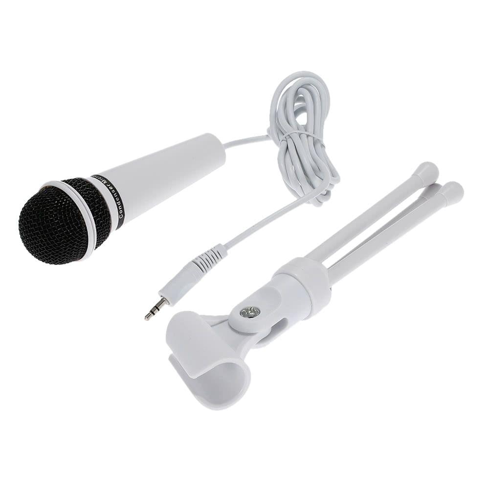 SF-910 Professional 3.5mm Condenser  Microphone Sound  Studio Podcast w/ Stand For Skype Desktop PC Notebook (White)