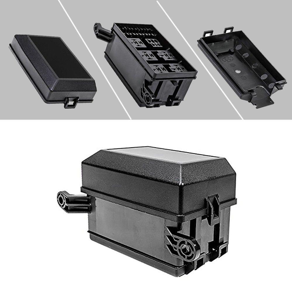 12-Slot Relay Box 6 Relays 6 ATC/ATO Standard Fuses Holder Block with 41pcs Metallic Pins Universal for Automotive and Marine Use
