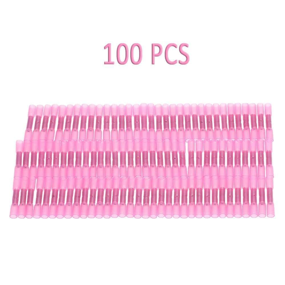 100 PCS 22-18 AWG Insulated Heat Shrink Butt Connectors Waterproof Wire Electrical Crimp Terminals Connect Tube