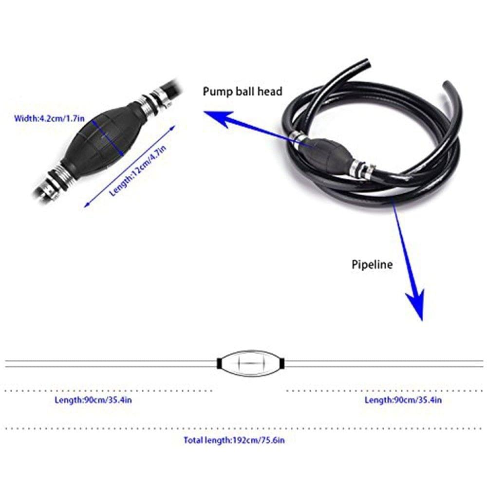 Fuel Line 3/8" Hose Line Marine Outboard Boat Motor RVs Fuel Assembly with Primer Bulb Steel Hose Clamps 6ft