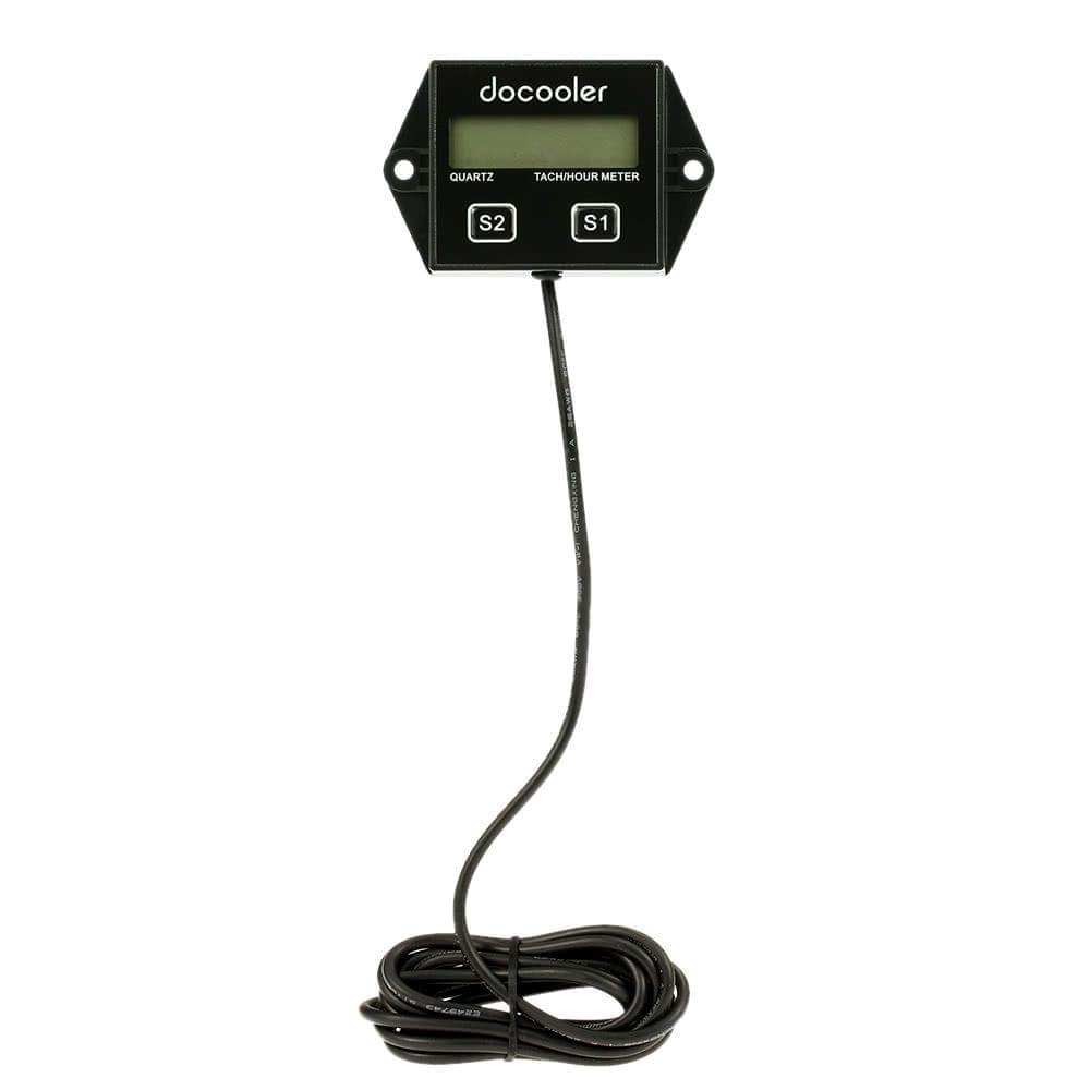Docooler Digital Engine Tach Tachometer Hour Meter Gauge Resettable Inductive for Racing Motorcycle