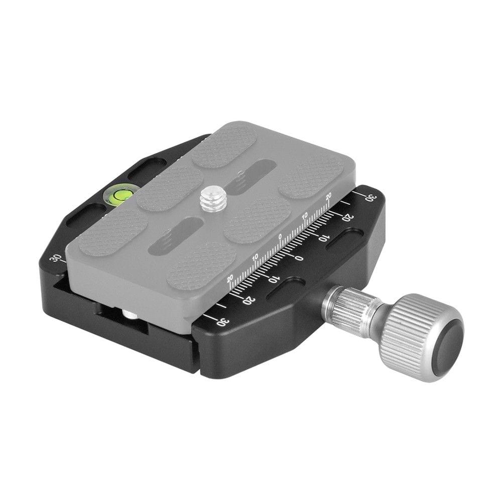 Andoer CL-70N 70mm Aluminum Alloy Quick Release QR Plate Clamp 3/8-inch with 1/4-inch Adapter & Bubble Level for Arca Swiss Benro Acratech Kirk Wimberley Gitzo Manfrotto RRS QR Plate